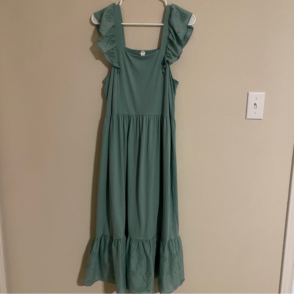 J Crew Eyelet Knit Cotton Midi Dress Size Large - Picture 2 of 9